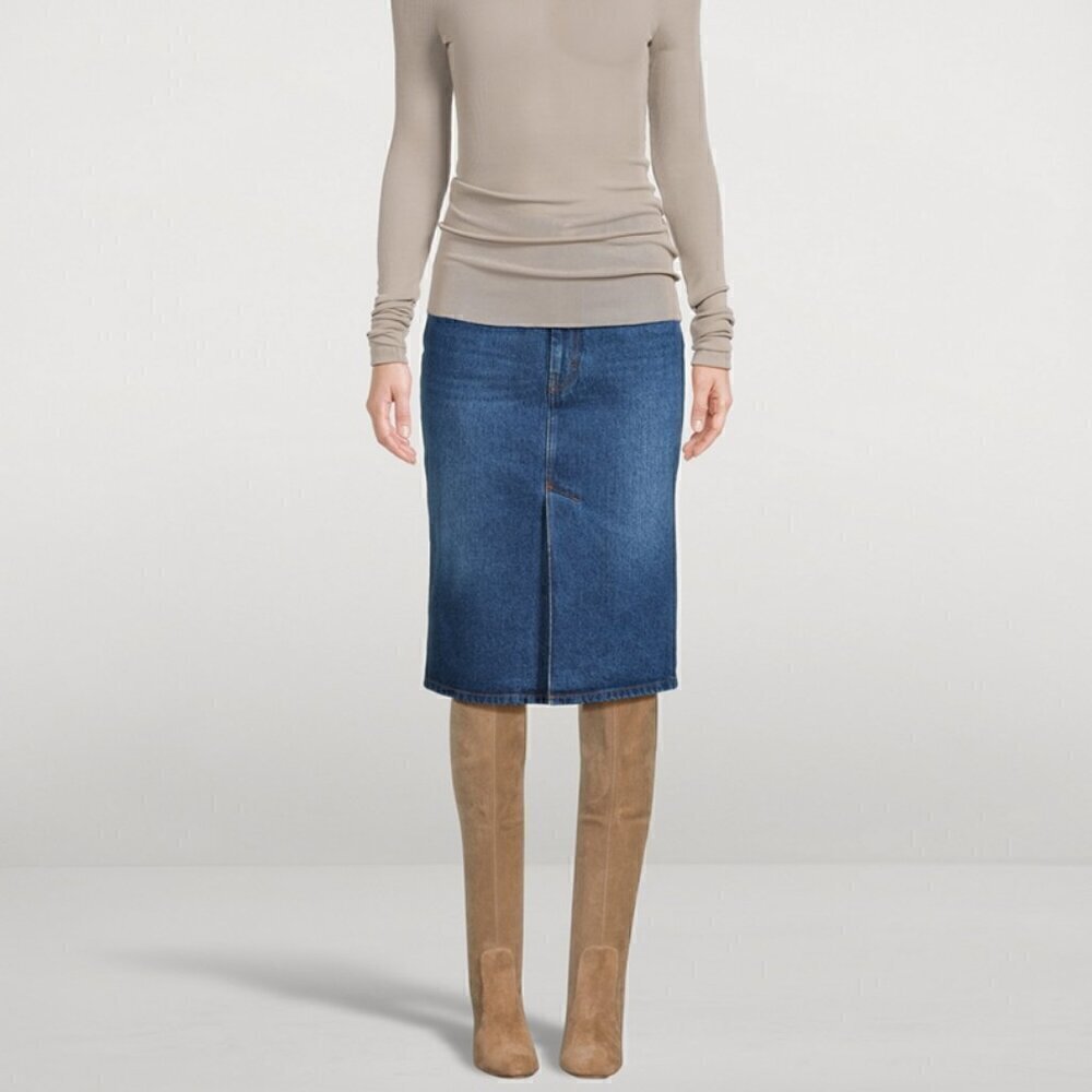 AMI Paris alexandre mattiussi Denim MiDi Designer Skirt